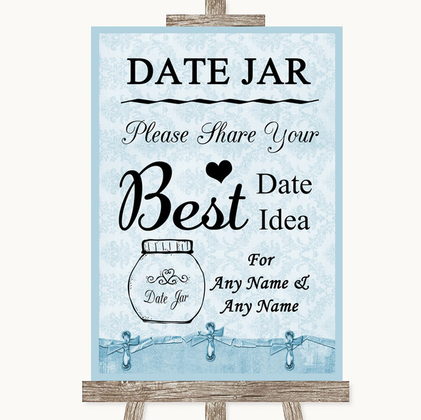 Blue Shabby Chic Date Jar Guestbook Customised Wedding Sign