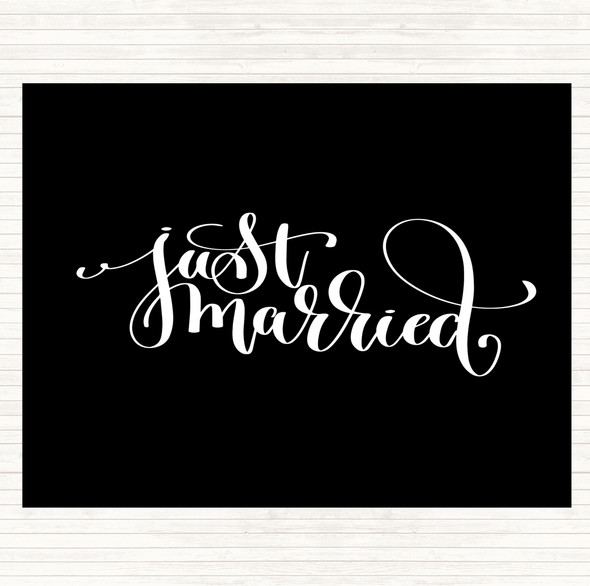 Black White Just Married Swirl Quote Mouse Mat