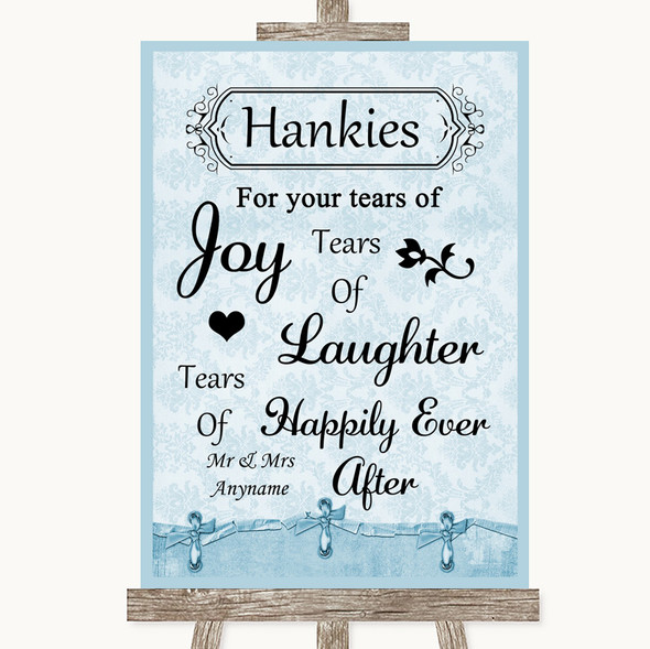 Blue Shabby Chic Hankies And Tissues Customised Wedding Sign