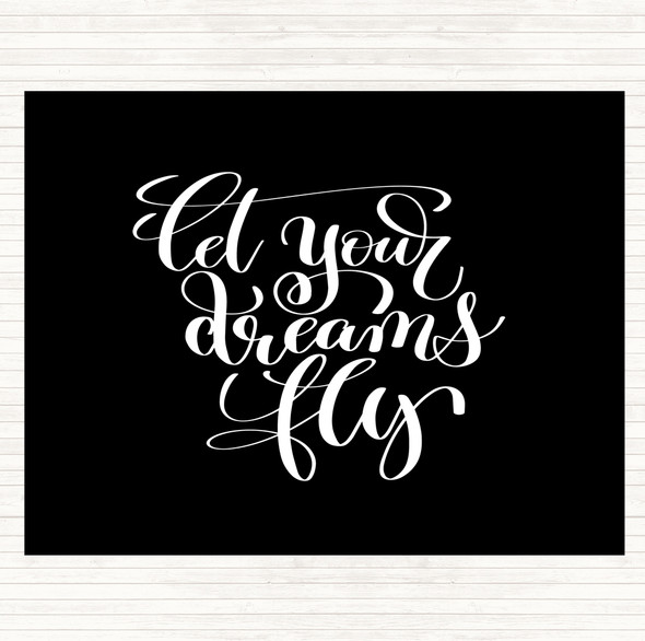 Black White Let Your Dreams Fly Quote Mouse Mat