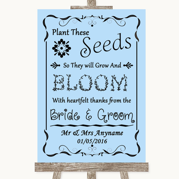 Blue Plant Seeds Favours Customised Wedding Sign