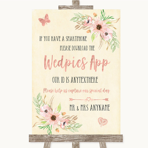 Blush Peach Floral Wedpics App Photos Customised Wedding Sign