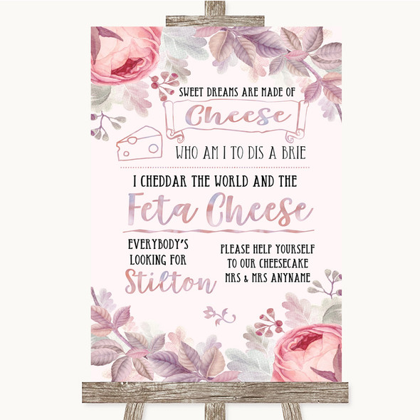 Blush Rose Gold & Lilac Cheesecake Cheese Song Customised Wedding Sign