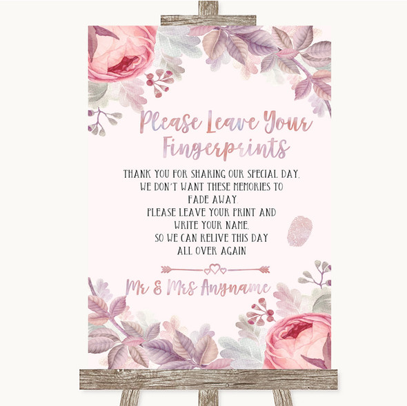 Blush Rose Gold & Lilac Fingerprint Guestbook Customised Wedding Sign