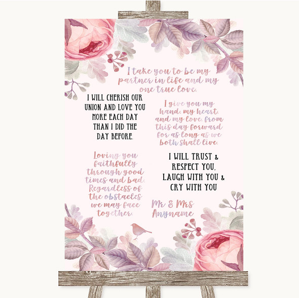 Blush Rose Gold & Lilac Romantic Vows Customised Wedding Sign