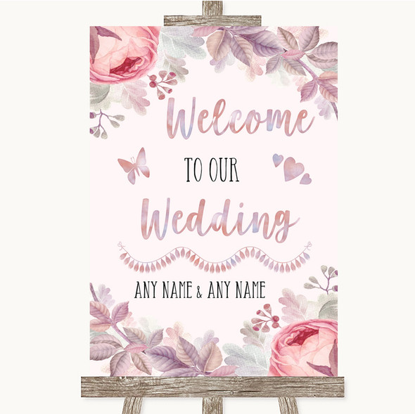 Blush Rose Gold & Lilac Welcome To Our Wedding Customised Wedding Sign