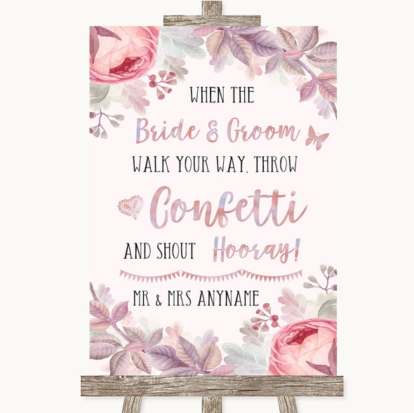 Blush Rose Gold & Lilac Confetti Customised Wedding Sign