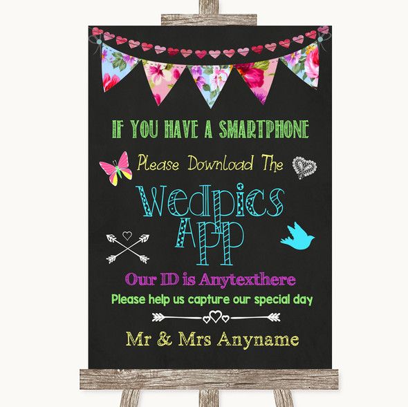 Bright Bunting Chalk Wedpics App Photos Customised Wedding Sign