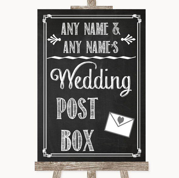Chalk Sketch Card Post Box Customised Wedding Sign