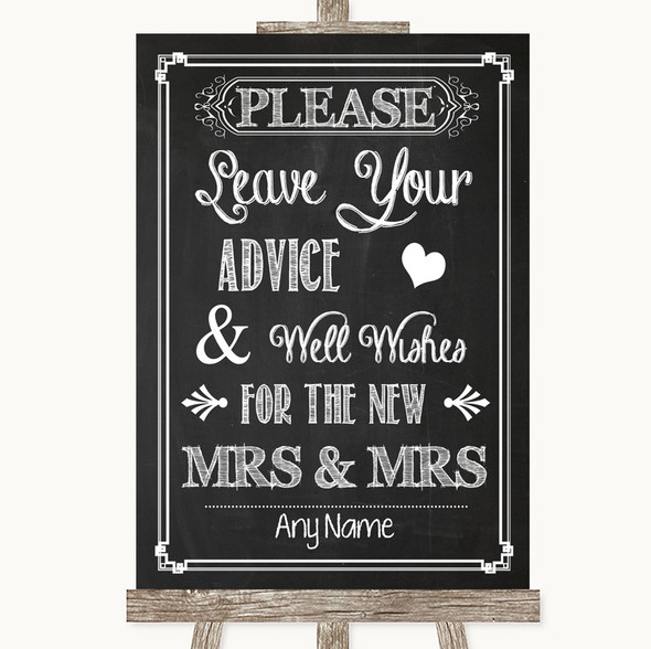 Chalk Sketch Guestbook Advice & Wishes Lesbian Customised Wedding Sign