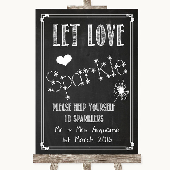 Chalk Sketch Let Love Sparkle Sparkler Send Off Customised Wedding Sign