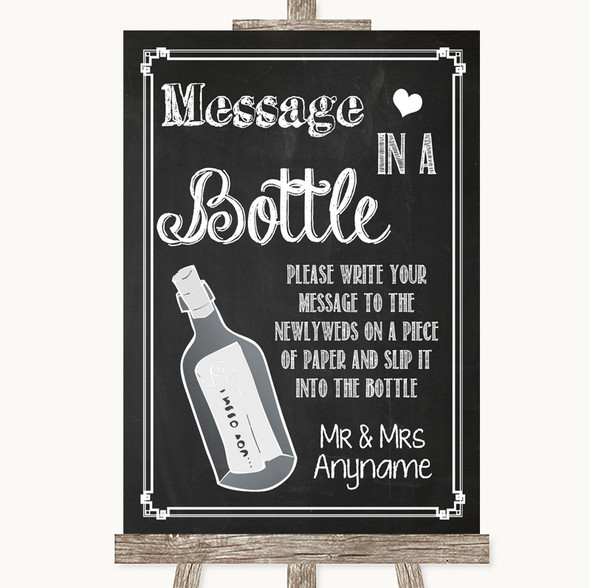 Chalk Sketch Message In A Bottle Customised Wedding Sign