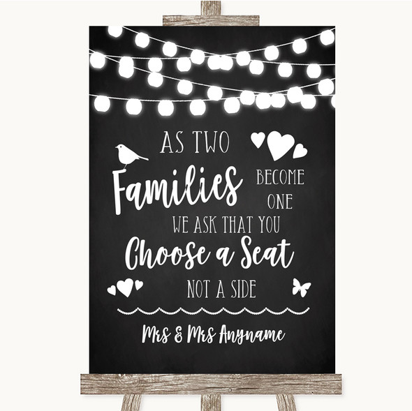 Chalk Style Black White Lights As Families Become One Seating Plan Wedding Sign