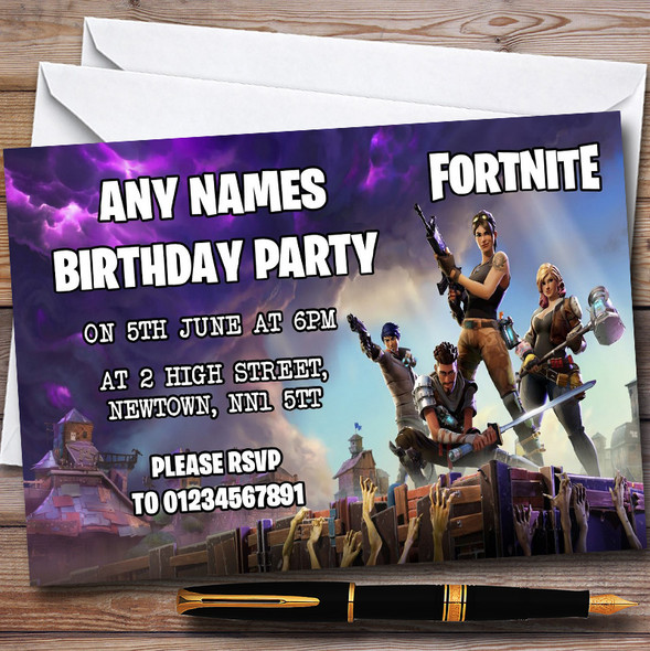 Fortnite Customised Children's Birthday Party Invitations