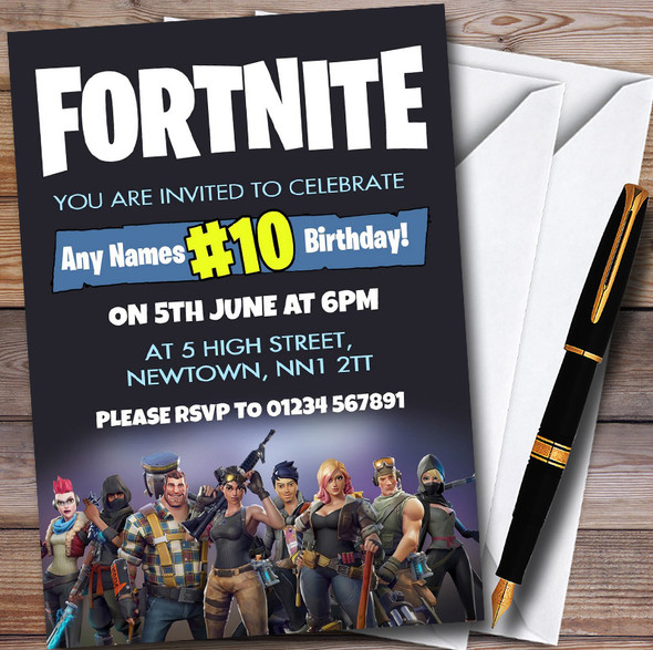 Fortnite Logo Customised Children's Birthday Party Invitations