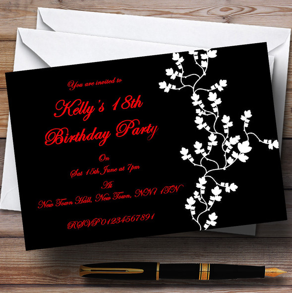 Black White Red Customised Party Invitations