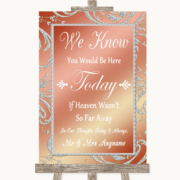 Coral Pink Loved Ones In Heaven Customised Wedding Sign