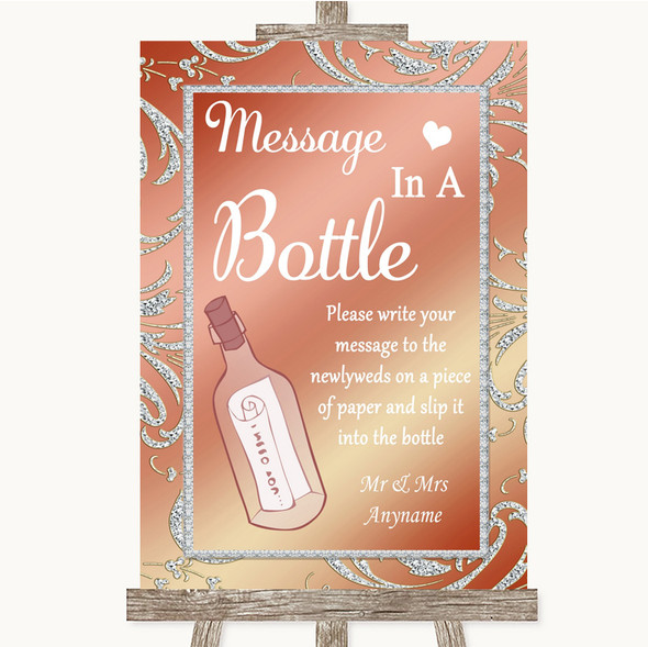 Coral Pink Message In A Bottle Customised Wedding Sign