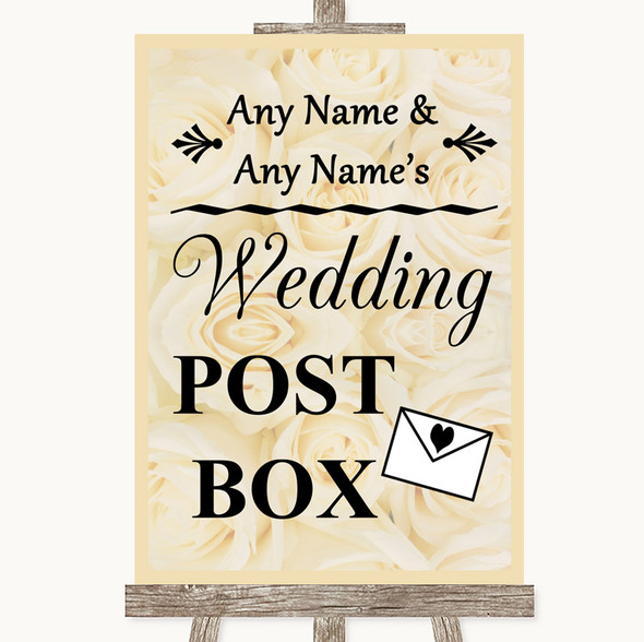 Cream Roses Card Post Box Customised Wedding Sign