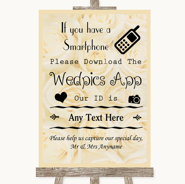 Cream Roses Wedpics App Photos Customised Wedding Sign