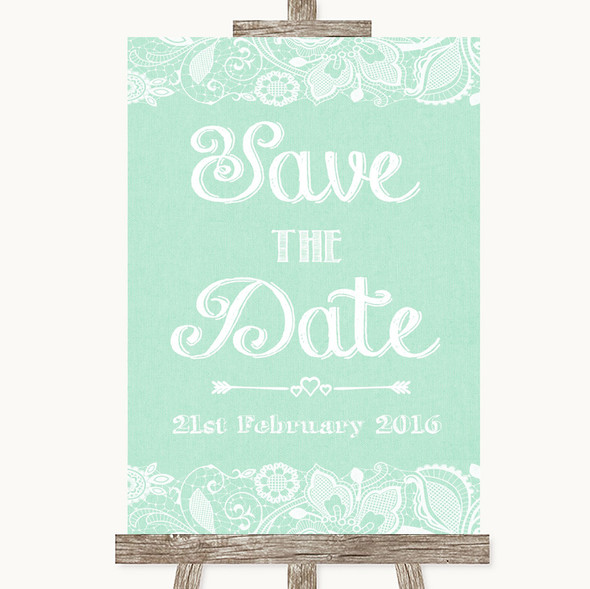Green Burlap & Lace Save The Date Customised Wedding Sign