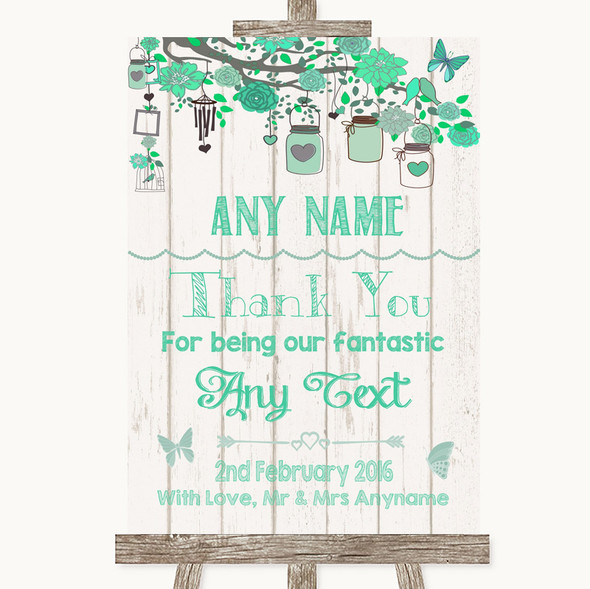 Green Rustic Wood Thank You Bridesmaid Page Boy Best Man Wedding Sign