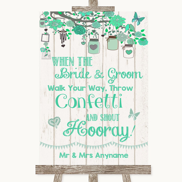 Green Rustic Wood Confetti Customised Wedding Sign