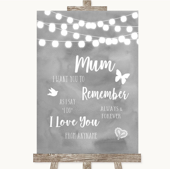 Grey Watercolour Lights I Love You Message For Mum Customised Wedding Sign