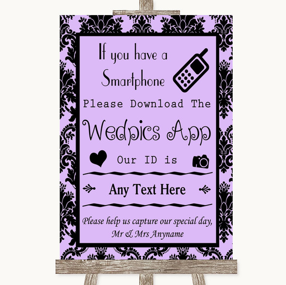 Lilac Damask Wedpics App Photos Customised Wedding Sign