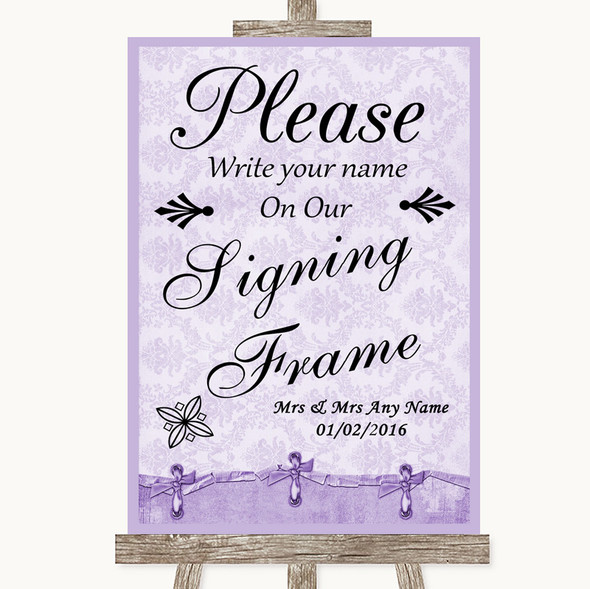 Lilac Shabby Chic Signing Frame Guestbook Customised Wedding Sign