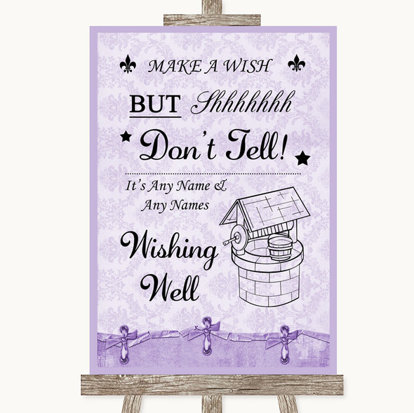 Lilac Shabby Chic Wishing Well Message Customised Wedding Sign