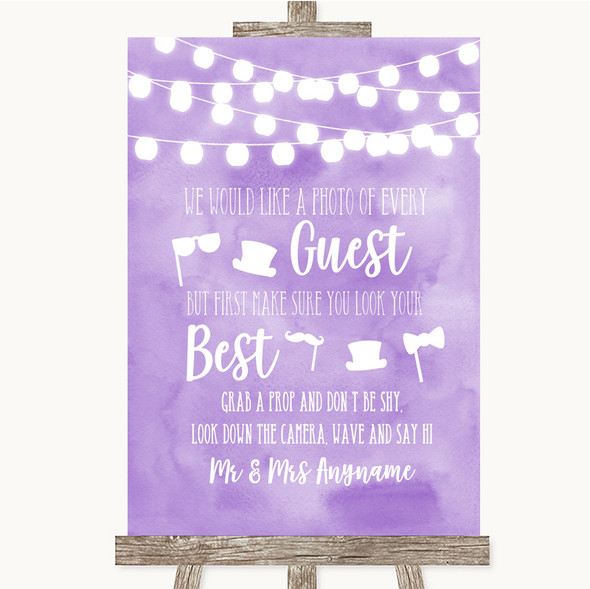 Lilac Watercolour Lights Photo Prop Guestbook Customised Wedding Sign