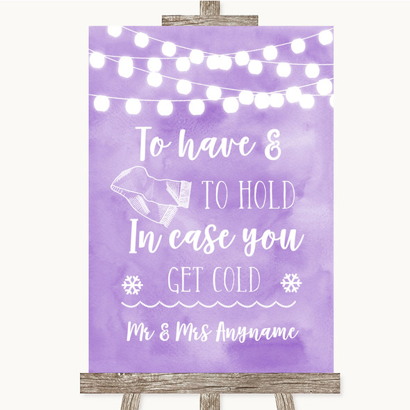 Lilac Watercolour Lights Wedding Blanket Scarf Customised Wedding Sign