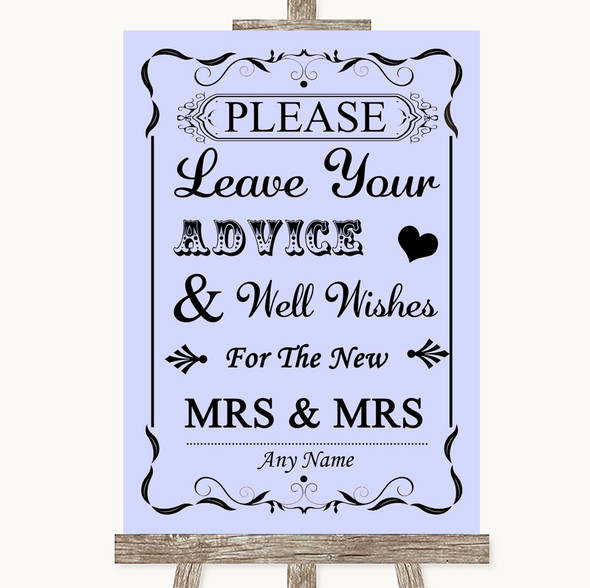 Lilac Guestbook Advice & Wishes Lesbian Customised Wedding Sign