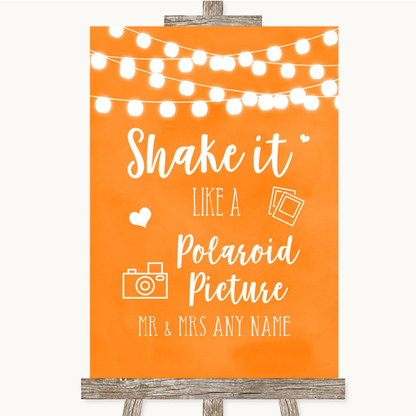 Orange Watercolour Lights Polaroid Picture Customised Wedding Sign