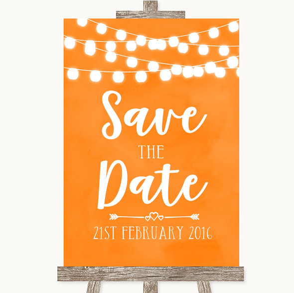 Orange Watercolour Lights Save The Date Customised Wedding Sign