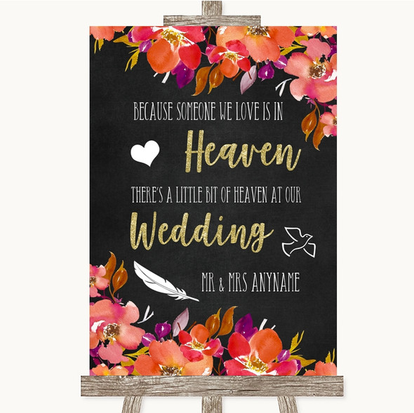 Pink Coral Orange & Purple Heaven Loved Ones Customised Wedding Sign