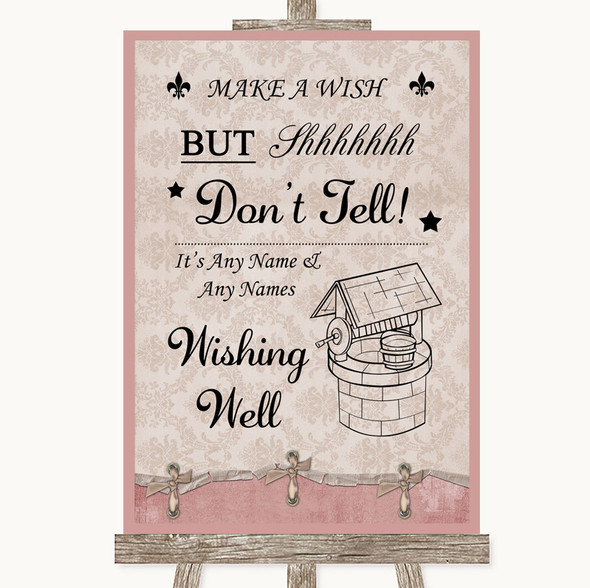 Pink Shabby Chic Wishing Well Message Customised Wedding Sign