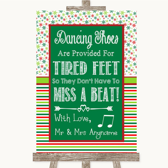 Red & Green Winter Dancing Shoes Flip-Flop Tired Feet Customised Wedding Sign
