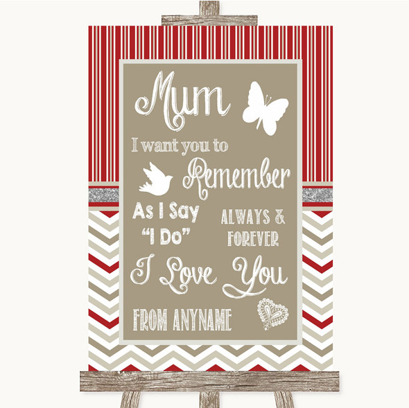 Red & Grey Winter I Love You Message For Mum Customised Wedding Sign