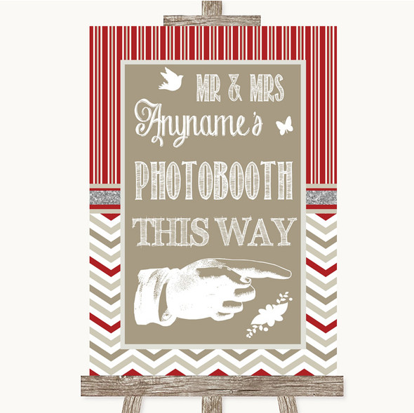 Red & Grey Winter Photobooth This Way Right Customised Wedding Sign