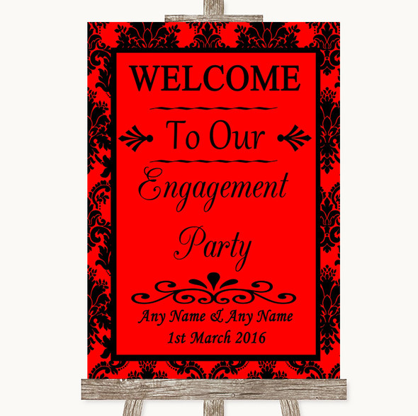 Red Damask Welcome To Our Engagement Party Customised Wedding Sign