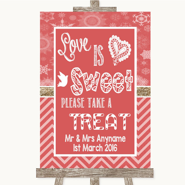 Red Winter Love Is Sweet Take A Treat Candy Buffet Customised Wedding Sign