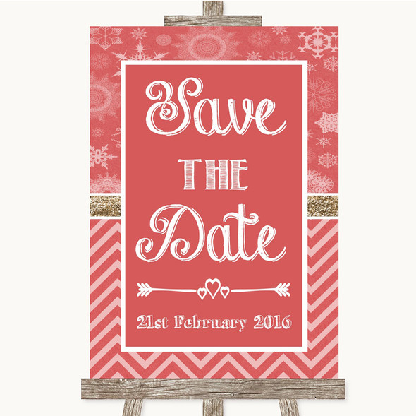 Red Winter Save The Date Customised Wedding Sign