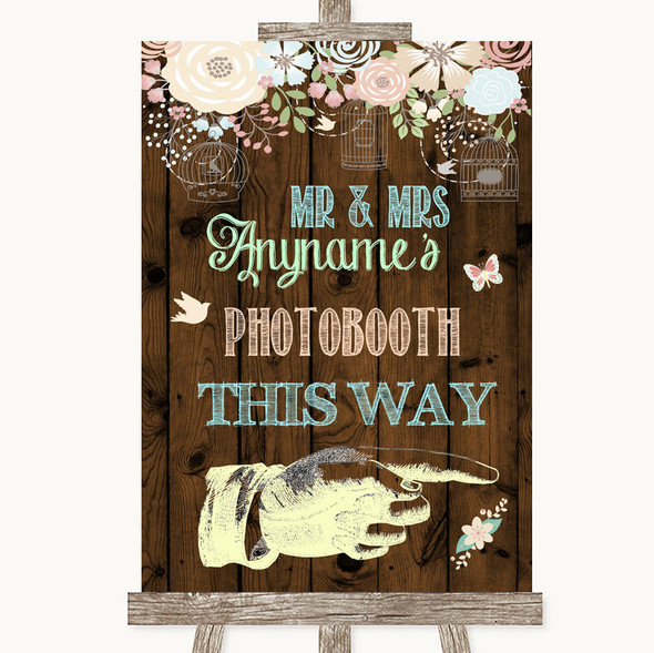 Rustic Floral Wood Photobooth This Way Right Customised Wedding Sign