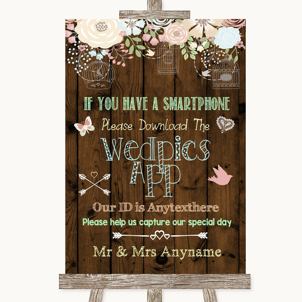 Rustic Floral Wood Wedpics App Photos Customised Wedding Sign