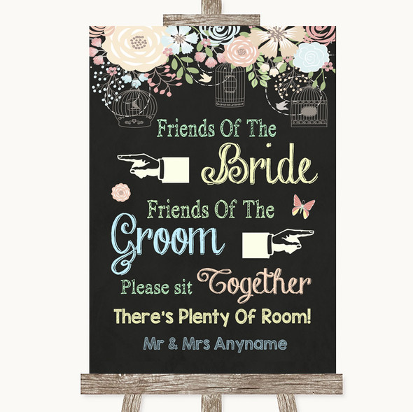 Shabby Chic Chalk Friends Of The Bride Groom Seating Customised Wedding Sign