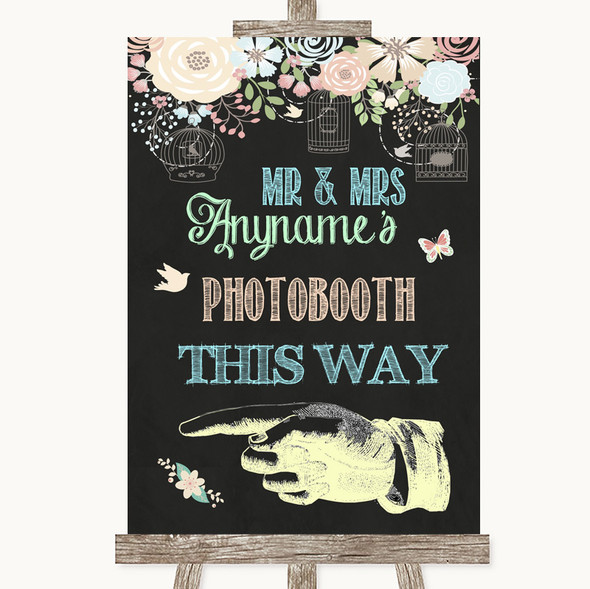 Shabby Chic Chalk Photobooth This Way Left Customised Wedding Sign