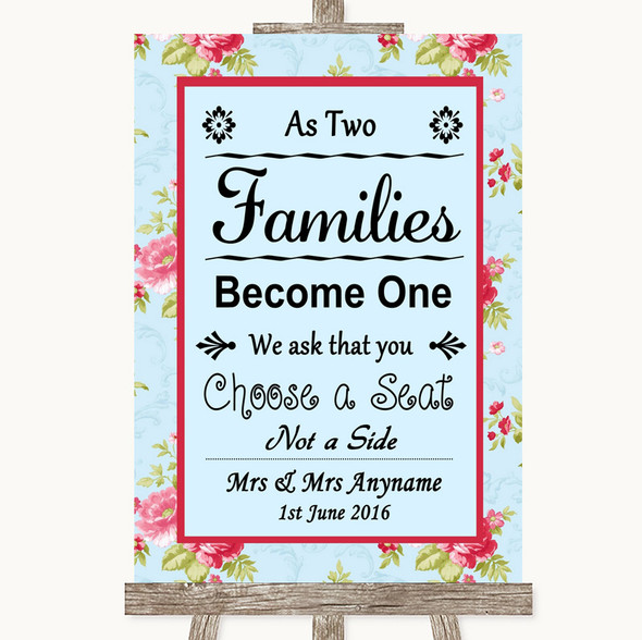 Shabby Chic Floral As Families Become One Seating Plan Customised Wedding Sign