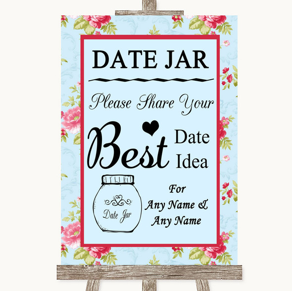 Shabby Chic Floral Date Jar Guestbook Customised Wedding Sign